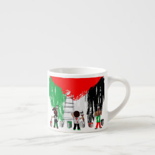 Kinder aus Gaza malen die palästinensische Flagge Espressotasse