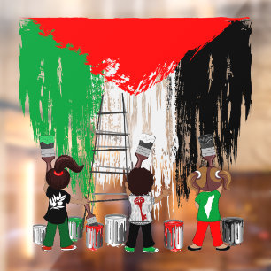 Kinder aus Gaza malen die palästinensische Flagge Fensteraufkleber