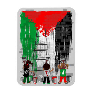 Kinder aus Gaza malen die palästinensische Flagge  Magnet