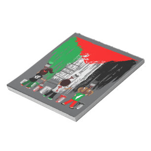Kinder aus Gaza malen die palästinensische Flagge Notizblock