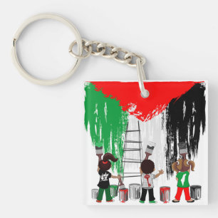 Kinder aus Gaza malen die palästinensische Flagge  Schlüsselanhänger