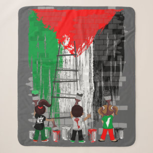Kinder aus Gaza malen die palästinensische Flagge Sherpadecke