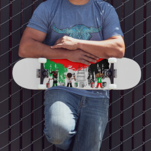 Kinder aus Gaza malen die palästinensische Flagge  Skateboard