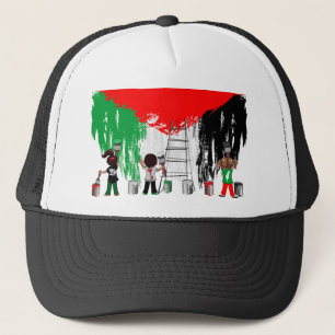 Kinder aus Gaza malen die palästinensische Flagge Truckerkappe