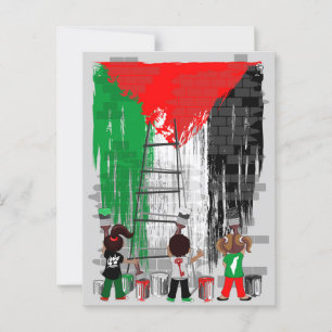 Kinder aus Gaza malen palästinensische Flagge Postkarte
