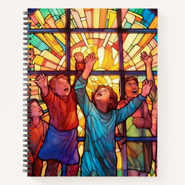 KINDER AUS HELLFARBENEM GLAS NOTIZBUCH