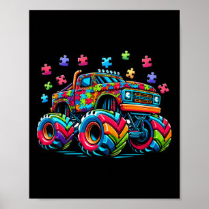 Kinder Autismus Bewusstsein Monster Truck Puzzle A Poster