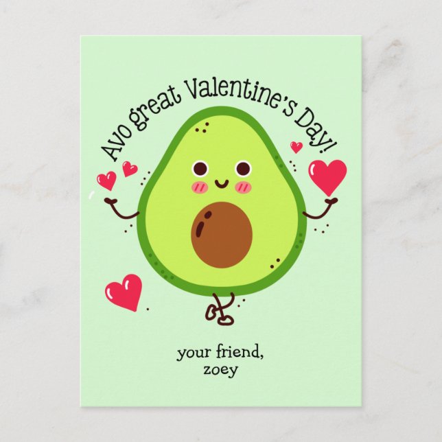 Kinder Avocado Valentinstag Postkartengröße Postkarte (Vorderseite)