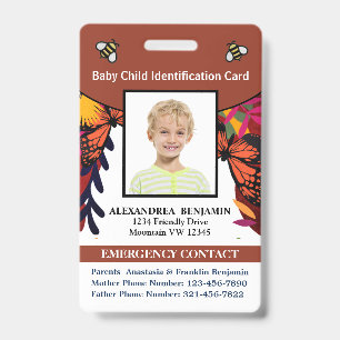 Kinder-Baby-Foto-Name-ID-Identifikations-Spaß-Kart Ausweis