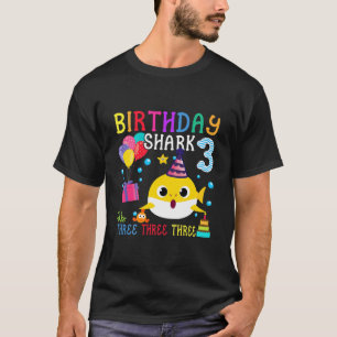 Kinder Baby Shark 3D Geburtstagskind Mädchen 3 Jah T-Shirt