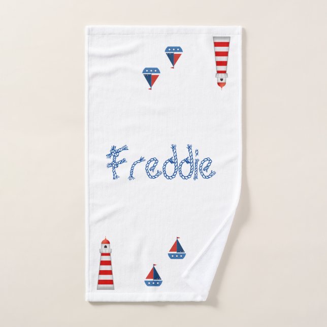 Kinder Badetuch Set - Leuchtturm Boote Wale (Handtuch)
