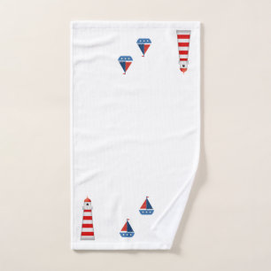 Kinder-Badezimmer-Handtuch-Set - Leuchtturm Boote Badhandtuch Set