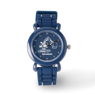 Kinder Bagger Jungen Blau Benutzerdefinierter Name Armbanduhr