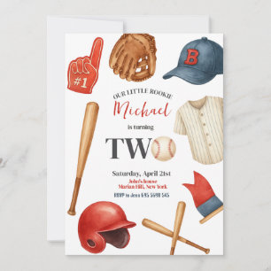 Kinder Baseball Party Einladung 2. Geburtstag