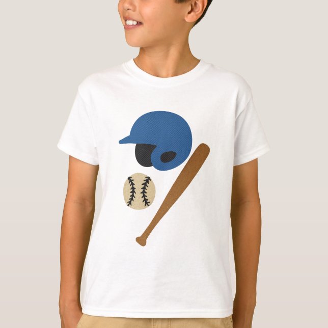 Kinder Baseball T-Shirt – Gummitext-Stil (Vorderseite)