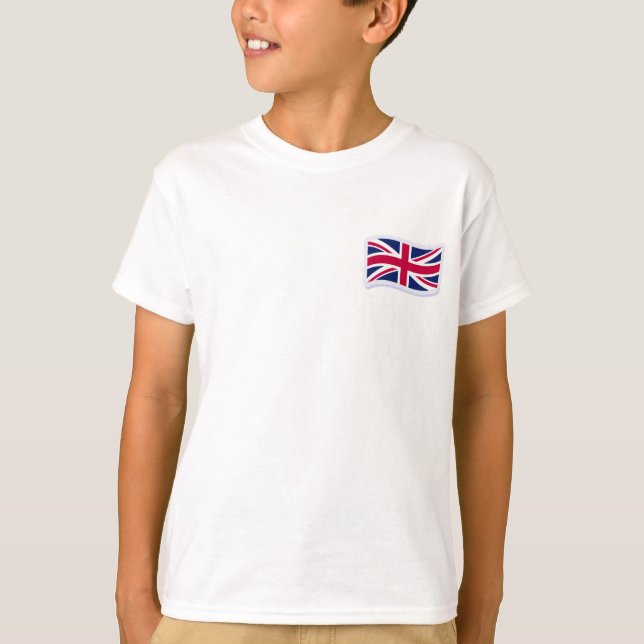 Kinder Basic Weißes T-Shirt mit Union Jack (Vorderseite)
