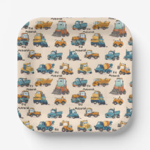 Kinder Bau Fahrzeug Papier Teller LKW