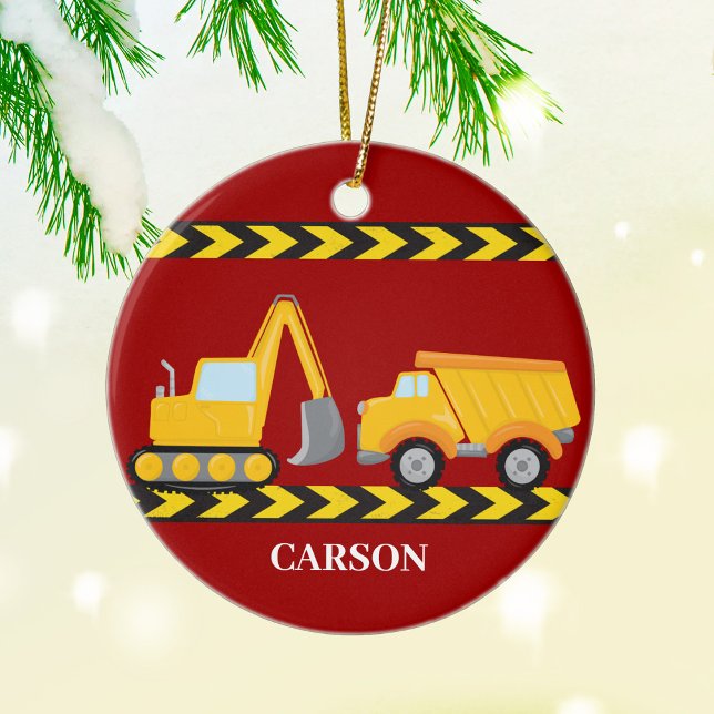 Kinder Bau Truck Custom Boys Red Christmas Keramik Ornament (Von Creator hochgeladen)