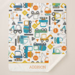 Kinder Baufahrzeuge Doodle Personalisiert Sherpadecke<br><div class="desc">Kinder Baufahrzeuge Doodle Personalisiert Sherpa Blanket.</div>