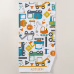Kinder Baufahrzeuge Doodle Personalisiert Strandtuch<br><div class="desc">Kinder Baufahrzeuge Doodle Personalisiert Beach Handtuch.</div>