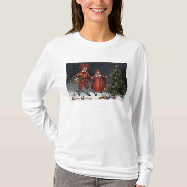 Kinder beendet, Baum verzierend T-Shirt (Vorderseite)