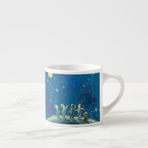 Kinder beim nächtlichen Himmel Espressotasse
