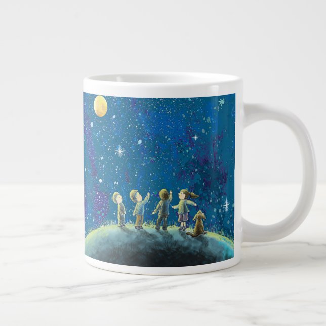 Kinder beim nächtlichen Himmel Jumbo-Tasse (Rechts)