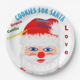 Kinder benennen Cookies für den Weihnachtsmann Pappteller