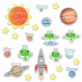 Kinder benennen Planets Außerirdischen Raumschiff Aufkleber