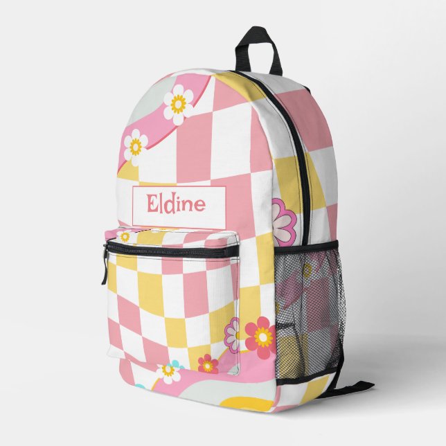 Kinder benennen Rucksack 70er Groovy Zurück zur Sc (Rückseitige Ecke Rechts)