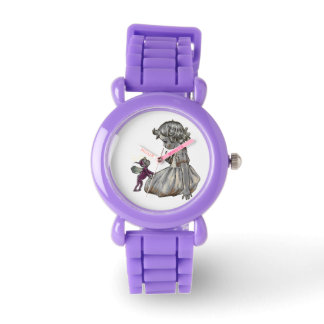 Kinder beobachten armbanduhr