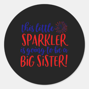 Kinder Big Sister Sparkler 4. Juli Schwangerschaft Runder Aufkleber