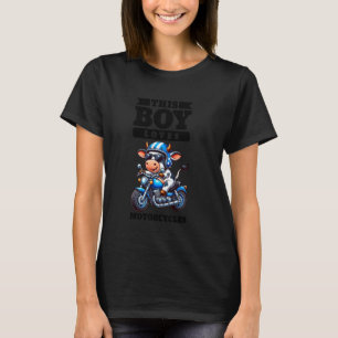 Kinder Biker Motorradfahren Kuh Jungen T-Shirt