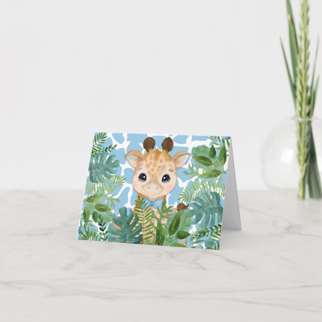 Kinder Blaue Dschungel-Giraffe mit Fliege (Vorderseite)