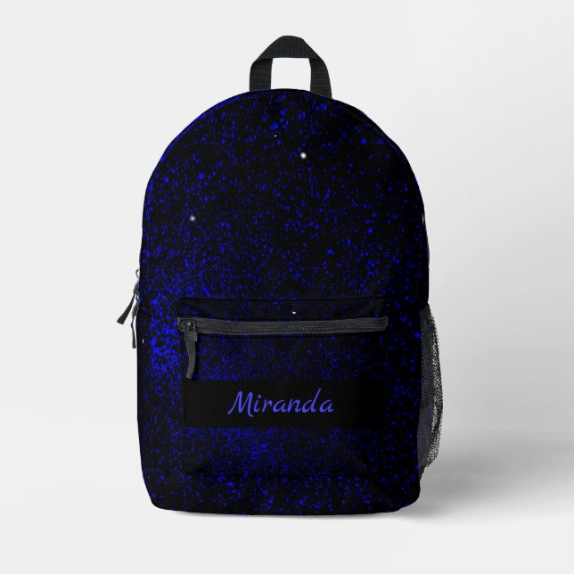 Kinder Blue Galaxy Space Nachtname Bedruckter Rucksack (Vorderseite)
