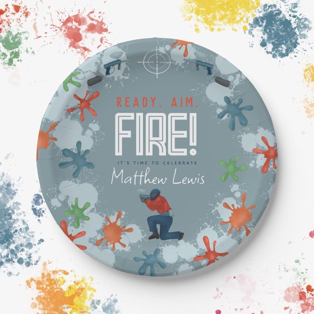 Kinder Blue Paintball Boys Geburtstagsparty Pappteller (Von Creator hochgeladen)