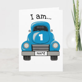 Kinder Blue Truck Personalisierter Name, Geburtska Karte