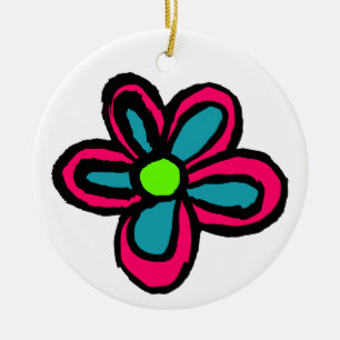 Kinder-Blumenillustration Keramik Ornament
