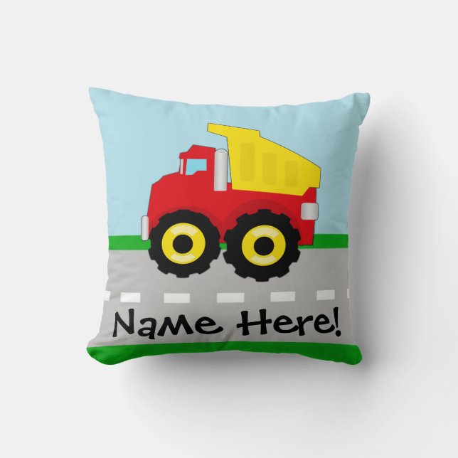 Kinder Boys Bau Dumptruck Kissen (Vorderseite)