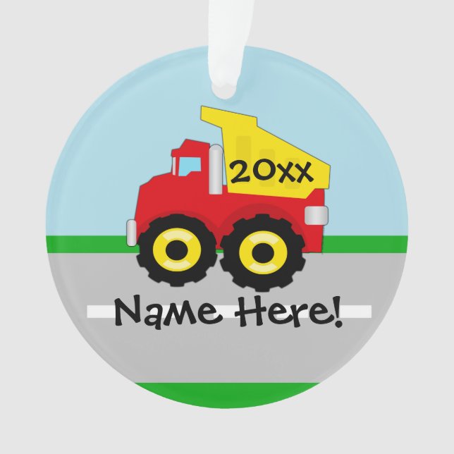 Kinder Boys Bau Dumptruck Ornament (Vorderseite)