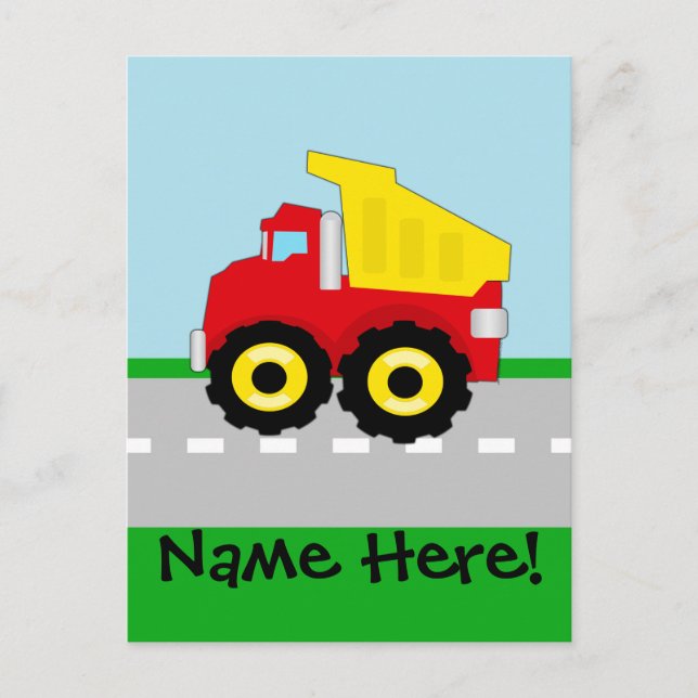 Kinder Boys Bau Dumptruck Postkarte (Vorderseite)