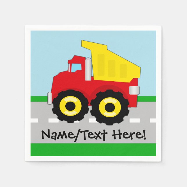 Kinder Boys Bau Dumptruck Serviette (Vorderseite)