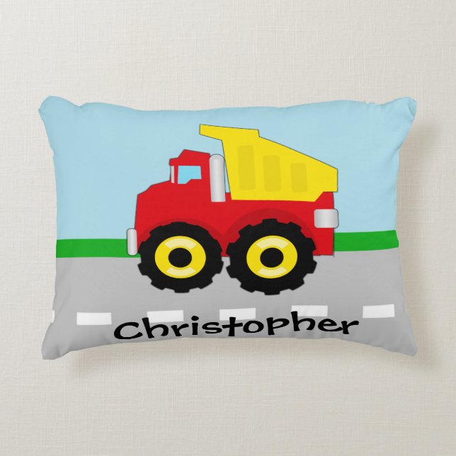 Kinder Boys Bau Dumptruck Zierkissen (Vorderseite)