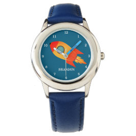 Kinder Boys Rocket Space Blue Astronaut Name Armbanduhr