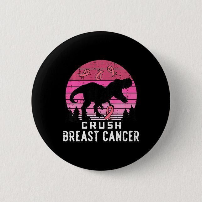 Kinder brechen Brustkrebs pink Trex Dino Bewusstse Button (Vorderseite)