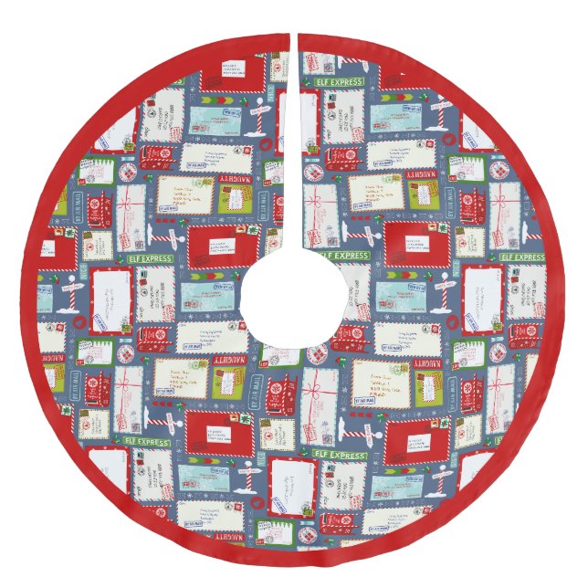 Kinder Briefe an Weihnachten Weihnachten Muster Polyester Weihnachtsbaumdecke (Vorderseite)