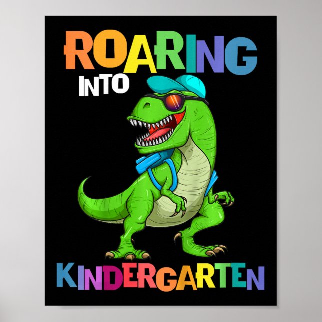 Kinder brüllen in den Kindergarten Dinosaurier T R Poster (Vorne)
