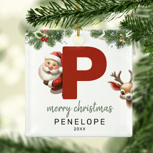 Kinder Buchstabe P Monogramm Weihnachtsbaum Ornament Aus Metall