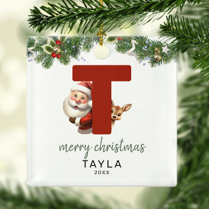 Kinder Buchstabe T Monogramm Weihnachtsbaum Ornament Aus Metall