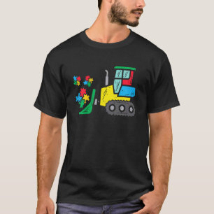 Kinder Bulldozer Puzzle Autismus-Bewusstsein Konst T-Shirt